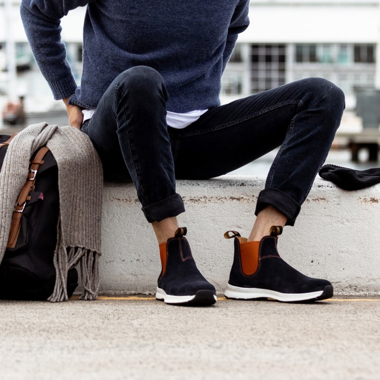 Blundstone Sale Men\s Active Chelsea Boots Navy/Orange