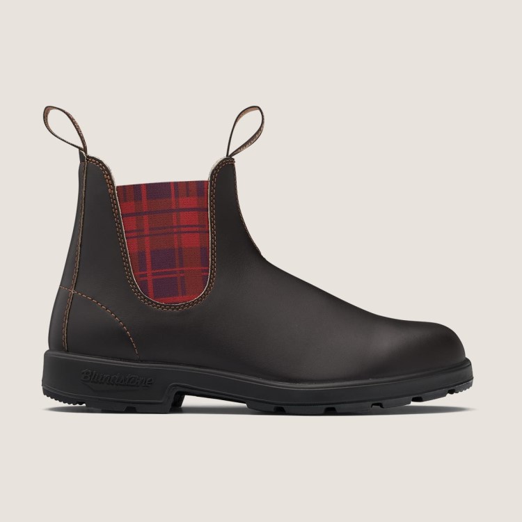 Blundstone Sale Womens Originals Chelsea Boots Stout Brown/Burgundy Tartan