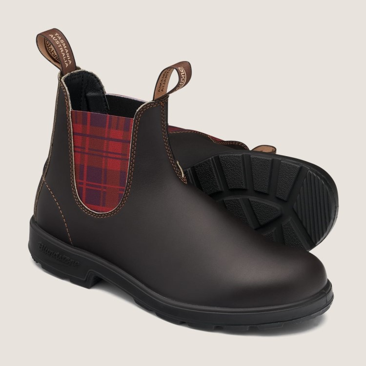 Blundstone Sale Women\s Originals Chelsea Boots Stout Brown/Burgundy Tartan