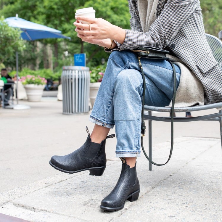 Blundstone Sale Women\s Series Heeled Boots Black Crocodile