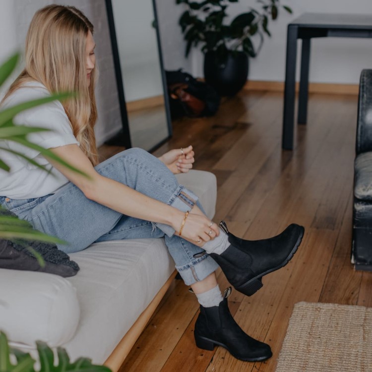 Blundstone Sale Women\s Series Heeled Boots Black Nubuck