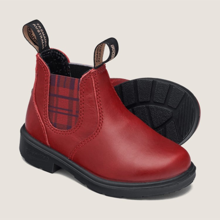 Kids\ Series Chelsea Boots Red/Burgundy Tartan Blundstone Sale