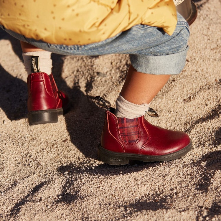 Kids\ Series Chelsea Boots Red/Burgundy Tartan Blundstone Sale