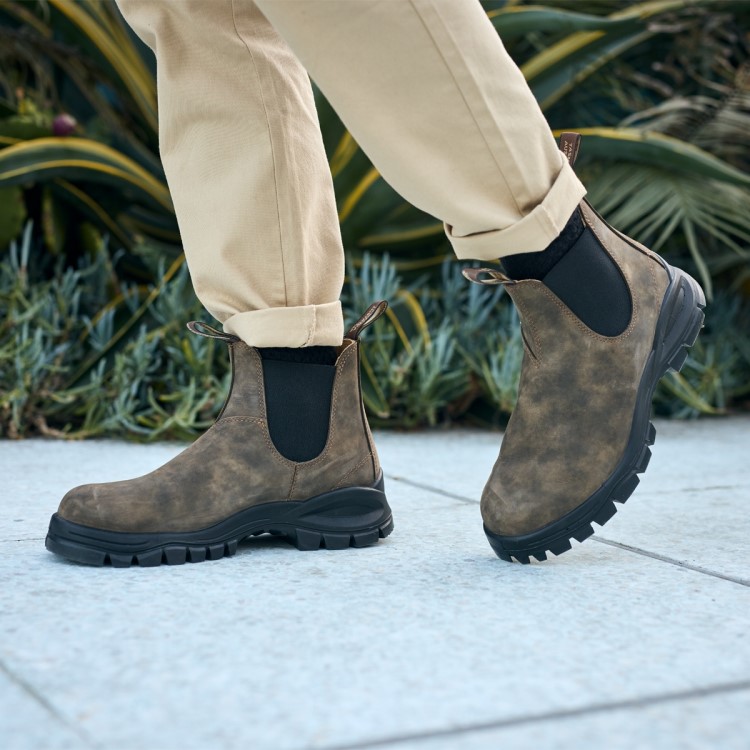 Men\s Lug Chelsea Boots Rustic Brown Blundstone Sale