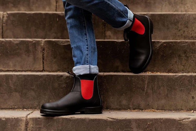 Women\s Leather Boots 508 Black/Red Blundstone Sale