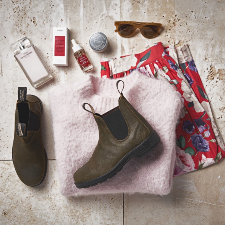 Women\s Originals Chelsea Boots Dark Olive Suede Blundstone Sale