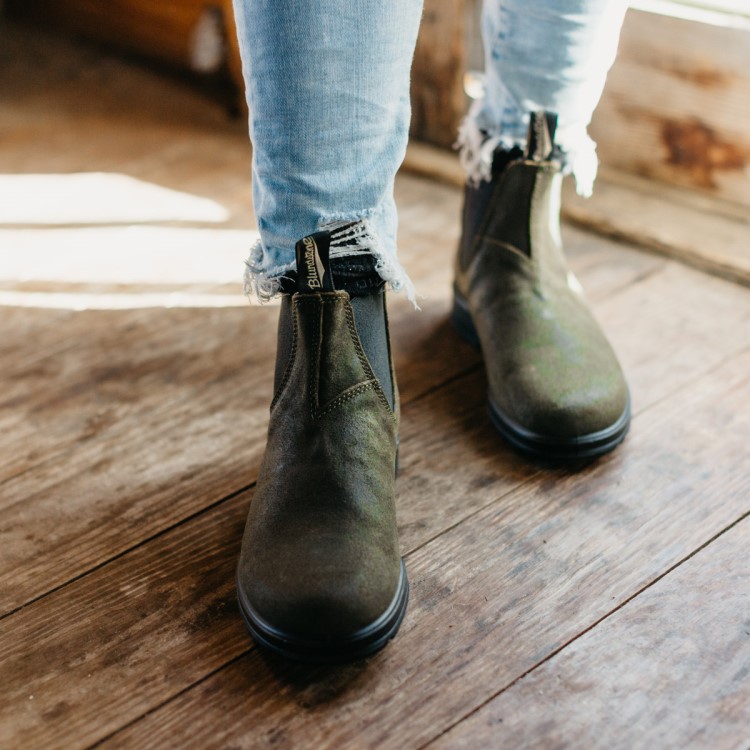 Women\s Originals Chelsea Boots Dark Olive Suede Blundstone Sale